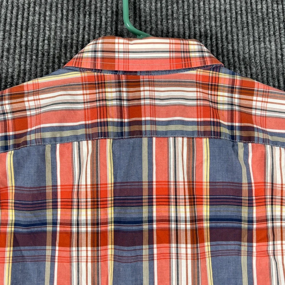 Banana Republic Mens Shirt Large Orange Plaid Long Sleeve Button Down Casual